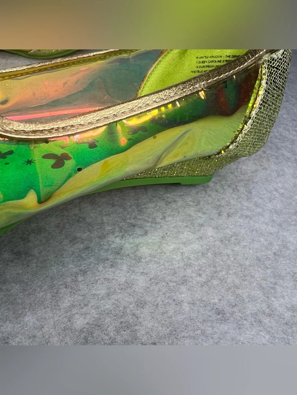 Disney Store Girls 2/3 Tinker Bell Pom Shoes Costume Accessory Peter Pan Fairy